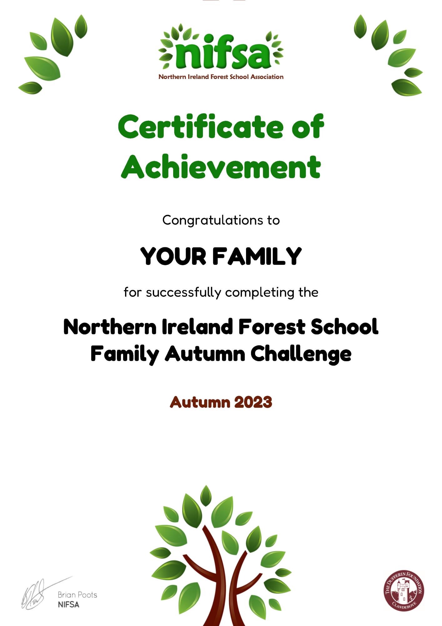 Forest School certificate for Your family